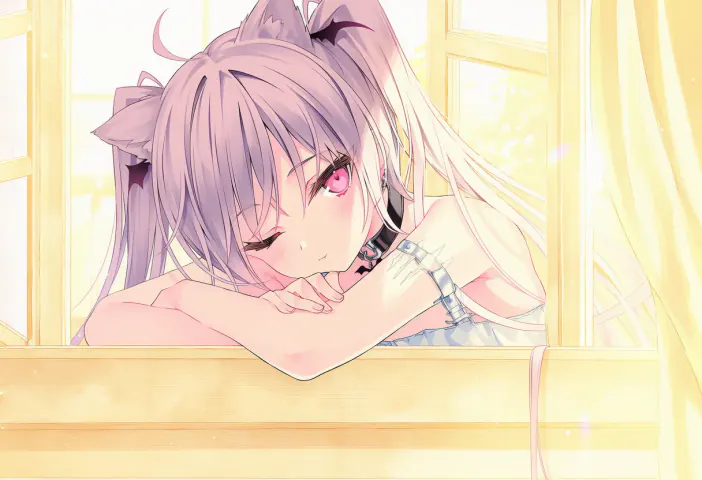 CG:阳光洒落的窗边侧脸特写
